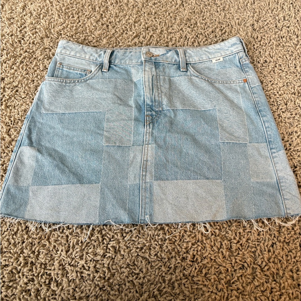 Mavi Patchwork Light Blue Denim Mini Skirt